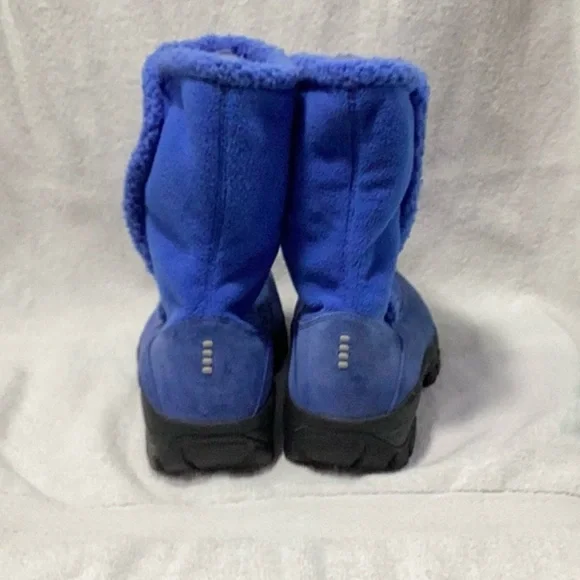 Women's Lands End pull on blue winter boots SZ 10 - Picture 2 of 5